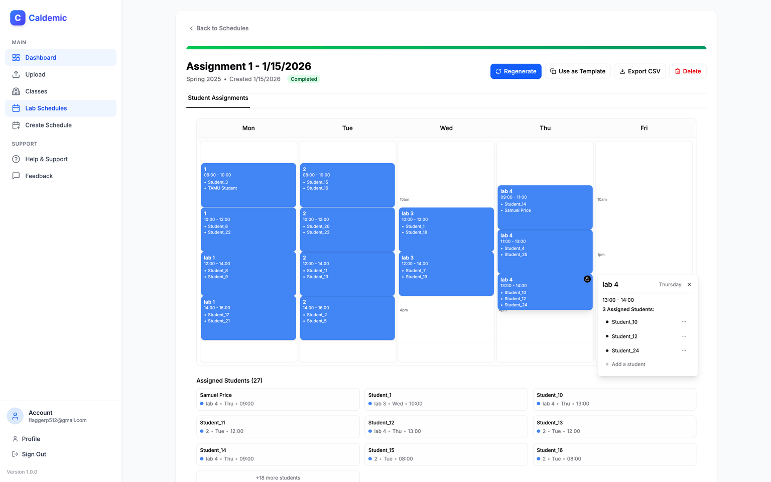 Full assignment view with all students