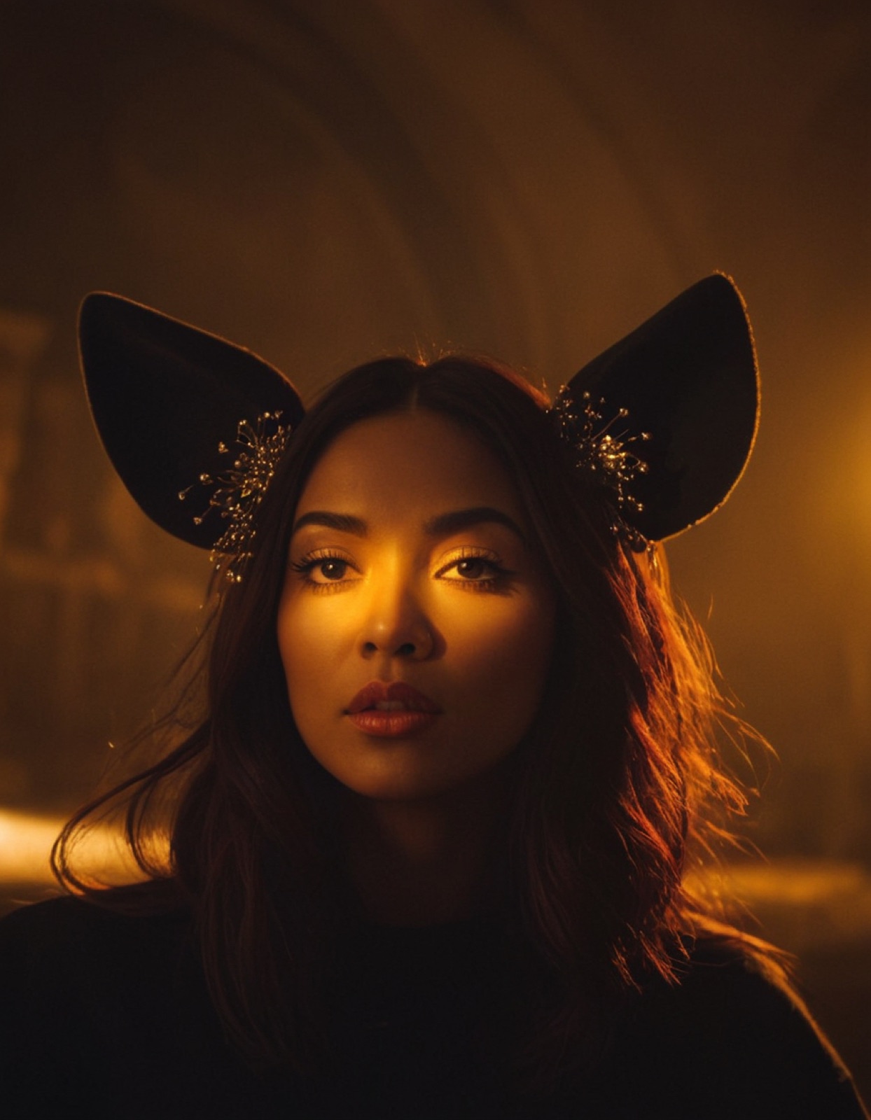 Cinematic low-light portrait
